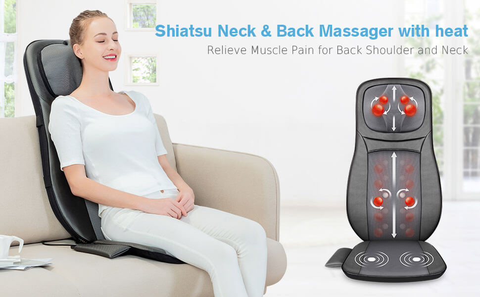 Shiatsu Neck & Back Massager with Heat, Rolling Massager, Massage Chair pad